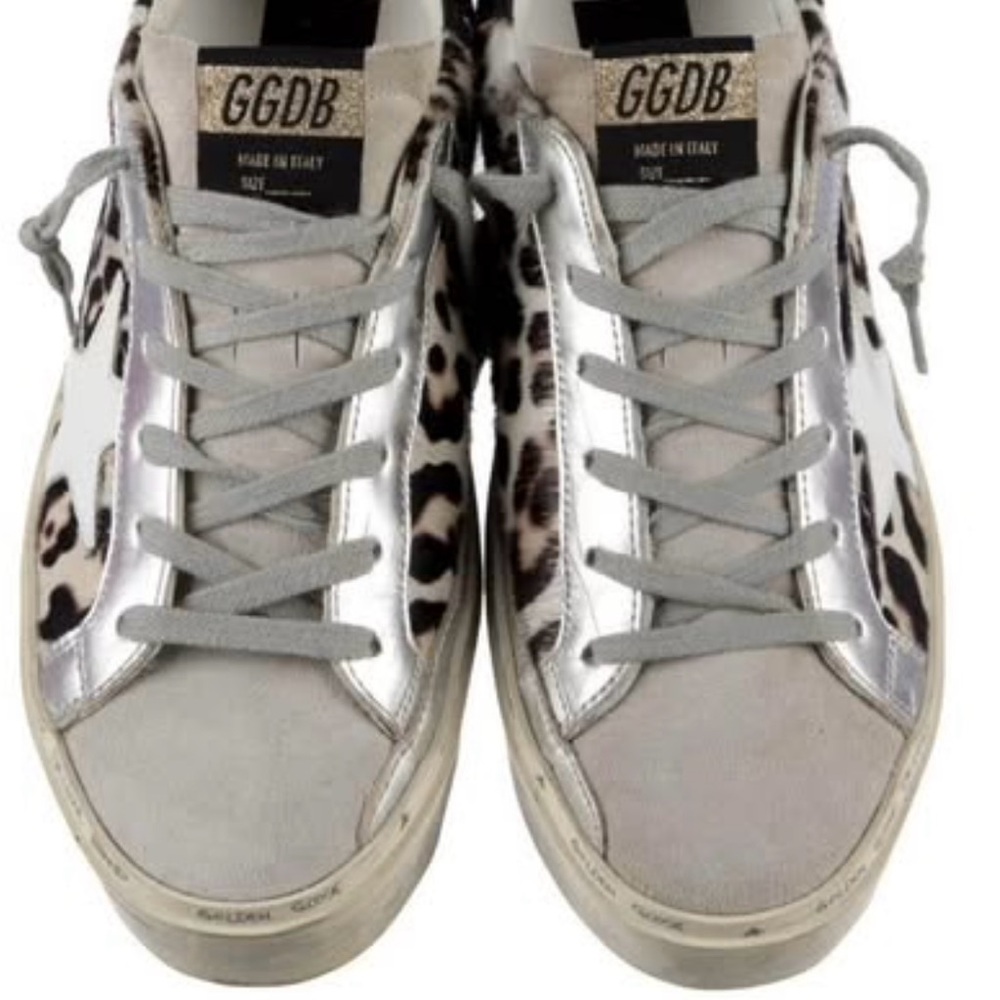 Golden Goose Silver Black Sneakers Vintage Style